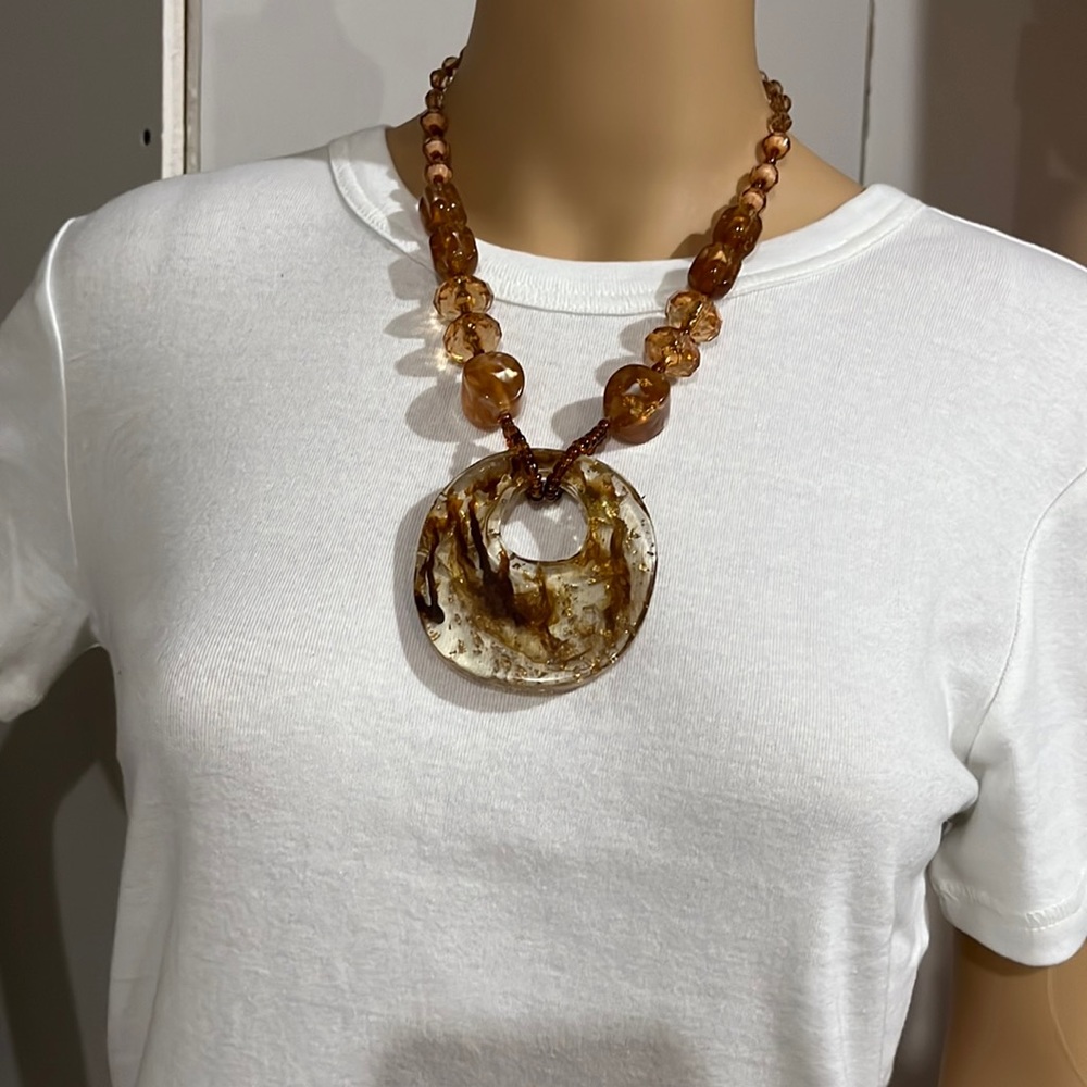 Fossil looking center piece necklace